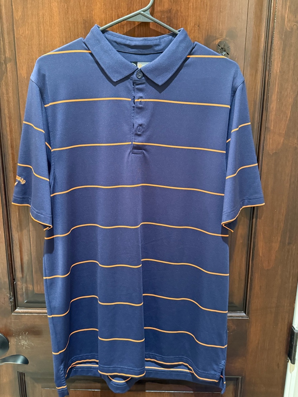 Callaway Navy Blue Polo with Orange Stripes